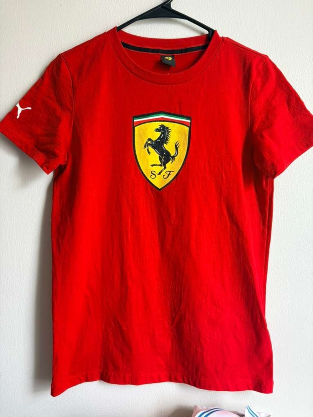 Ferrari Red Kids Short Sleeve Tee with Yellow Crest